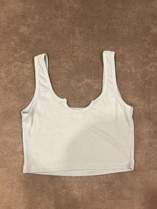 Sky Blue Fitted Ribbed Crop Top