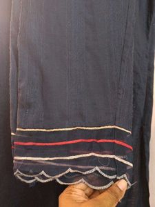 Embroidered Blue Top with jacket and bottom