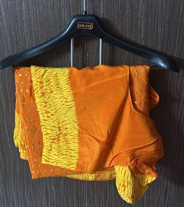 Orange Sequin Saree with Blouse
