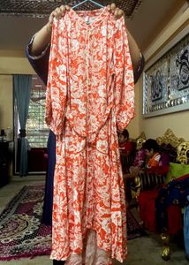 Cotton Up And Down Patter Floral Print Maxi Dress