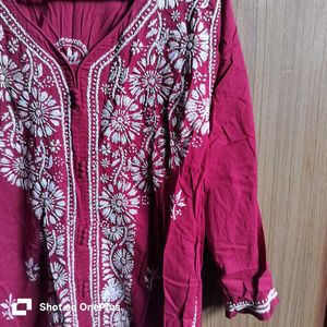 once worn Dark maroonish-red chicken work Embroide