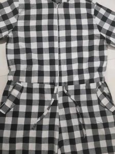 Checked Hooded Playsuit