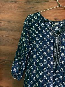 Navy Print Kurta
