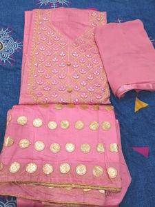 Unstiched Pink kurti set