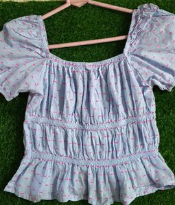 Cute light Blue Crop Top