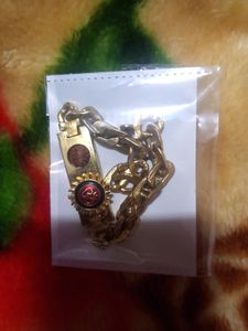 Om With Rudraksh Design Gold Plated Bracelet