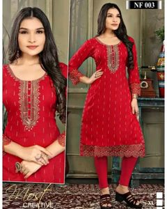 Red Embroidered Kurta Set