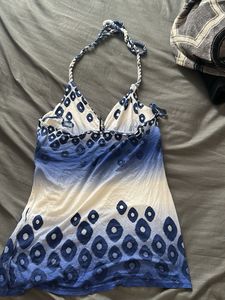 Blue &amp; White Halter Top