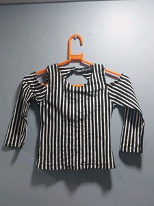 Striped Cold Shoulder Top