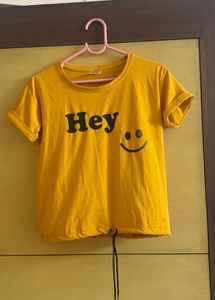 Yellow Free Size Graphic Tee