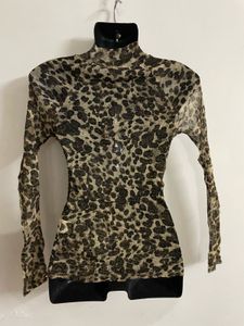 Shimmery Sheer Cheetah Print Top