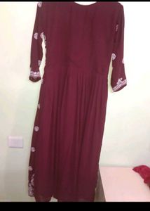 Maroon Embroidered Ethnic Gown
