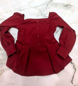 Burgundy Peplum Top