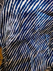 Blue &amp; White Leheriya Print 5 Mts Organza Fabric