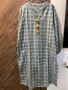 Warm Grey Plaid Kurta Set