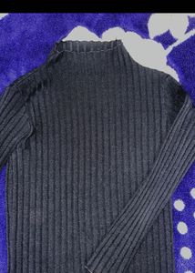 Mint Green And Black Turtleneck Top