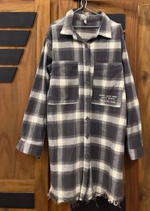 Oversized Plaid Shirt Dress