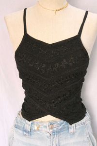 Black Embroidered Cami Top