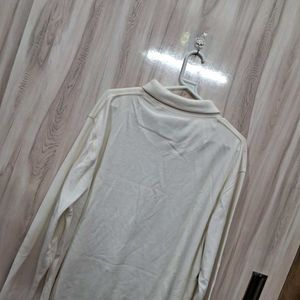 High Neck White Sweatshirt