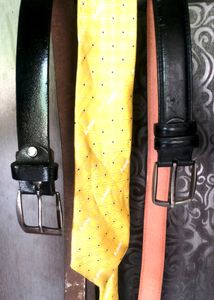 🌟Two Leather Belts and a tie for full size Adult