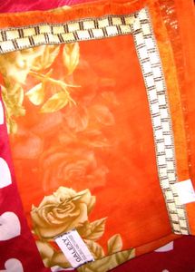 Floral Print Orange Saree