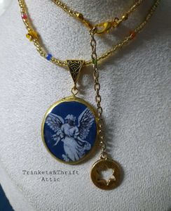 Angel Clay Pendant Beaded Necklace