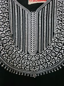 Black Embroderied Chikankari Work Georgette Longli