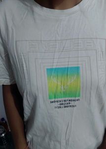 White Graphic Print Tee