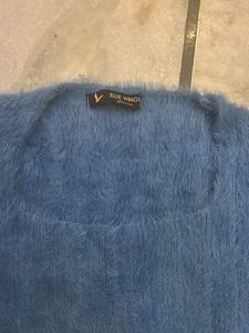 Blue Woollen Crop Top