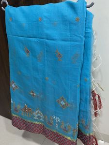 Blue Embroidered Saree