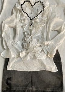 White Rufflecore Fitted Shirt🧚