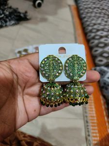 Colourful Jhumka With Stone