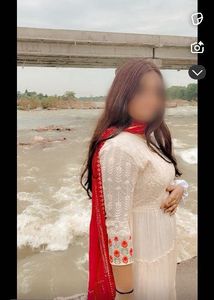 very beautiful White anarkali with Red Dup