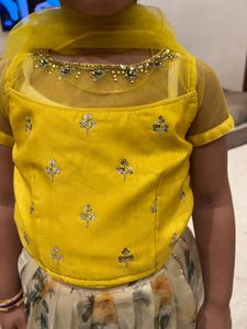 Yellow Lehnga For Little Girl