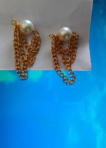 Pearl & Chain Drop Earrings