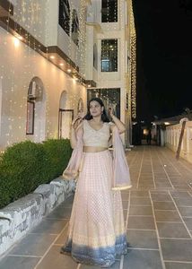 double shade peach lehenga set