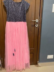 Velvet And Soft Net Fabric Gown