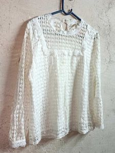 Stylish Ladies Lace Blouse Layered White