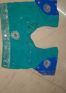 Elegant Teal &amp; Blue Embellished Saree