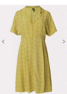 Vero Moda Yellow Printed A-line Dress