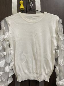 Ruffle Net Sleeves Top