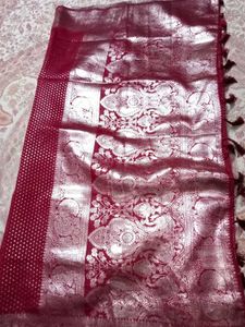 cherry Red Silk Saree