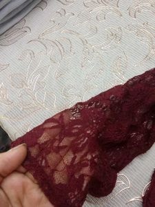 Maroon Lace Long Sleeve Top