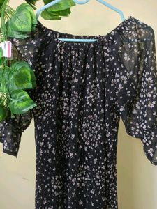 Black Dress with Puff Sleeves