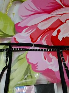 (1083)Black Rhinestone Garter Belt