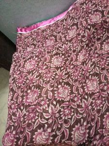 Used SyntheticChiffon MagentaColor LaceBorder Sare
