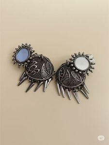 Silver Tone Tribal Statement Earrings
