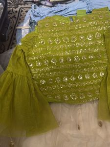 Girls Green &amp; White Dress