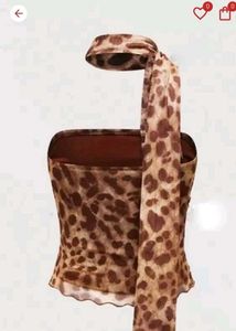 Y2k Animal Leopard Print Tube Top With Scarf