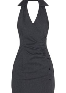 PLT buttondown collarneck backless dress
